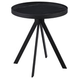 Briggs Round Marble Printed Glass Top End Side Table