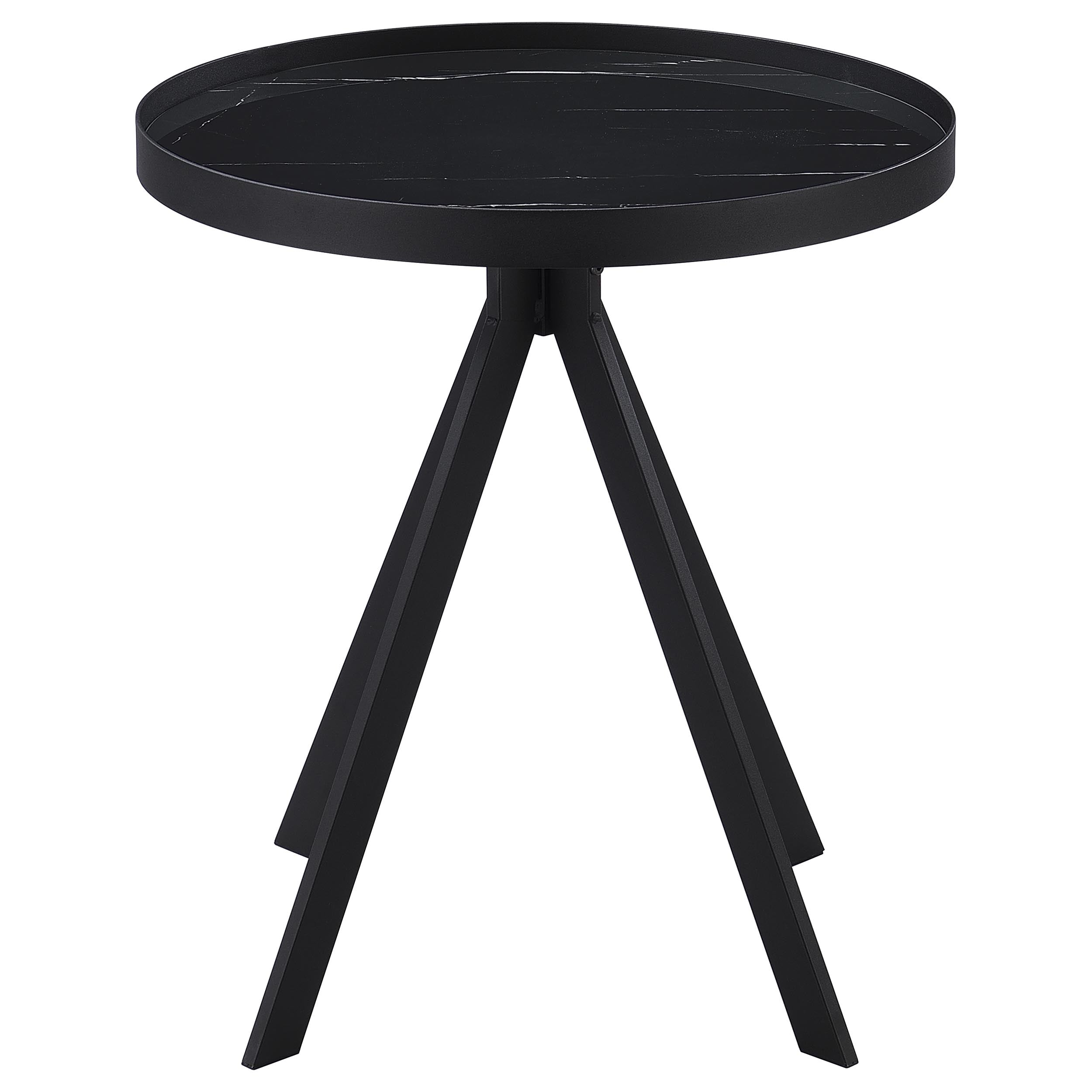 Briggs Round Marble Printed Glass Top End Side Table