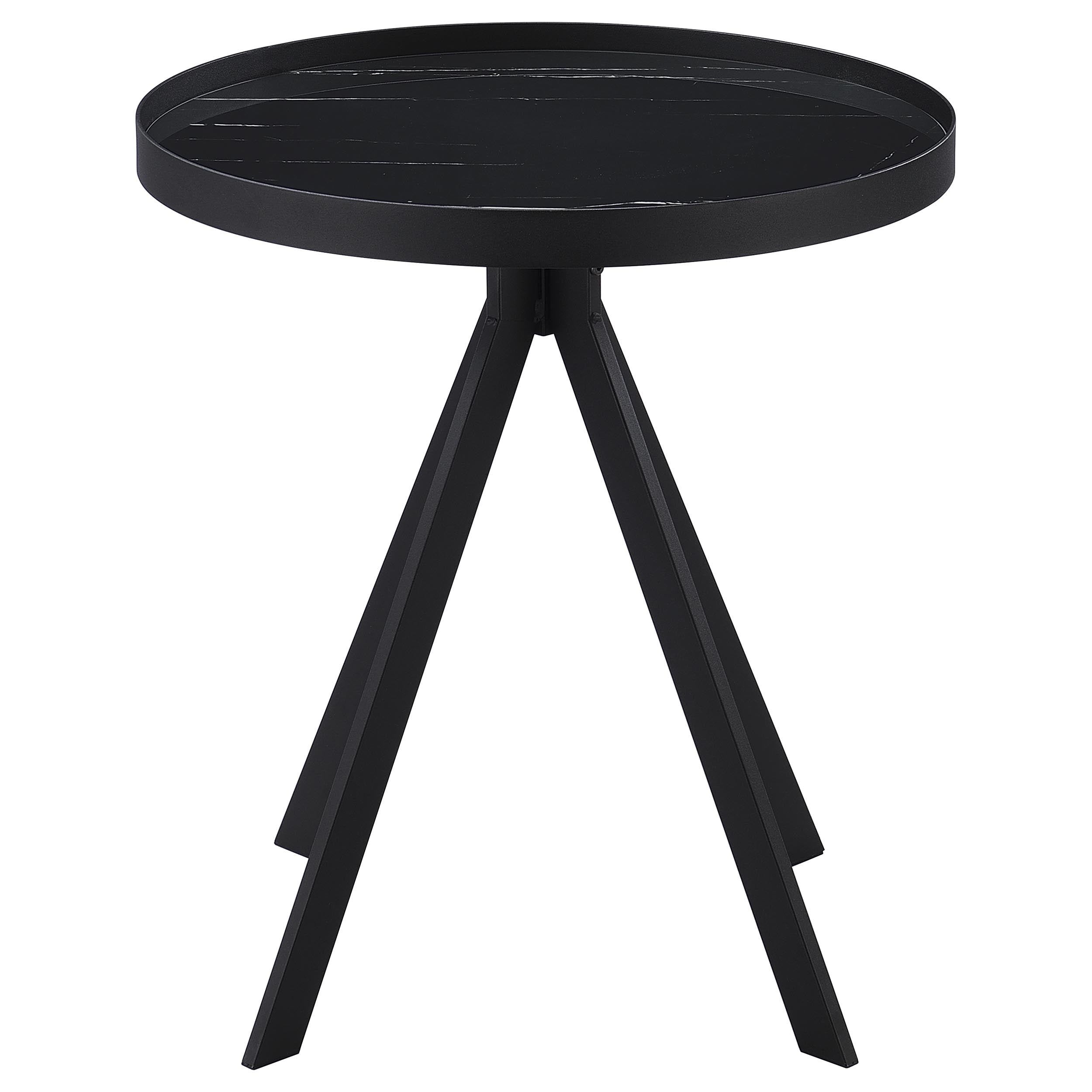 Briggs Round Marble Printed Glass Top End Side Table