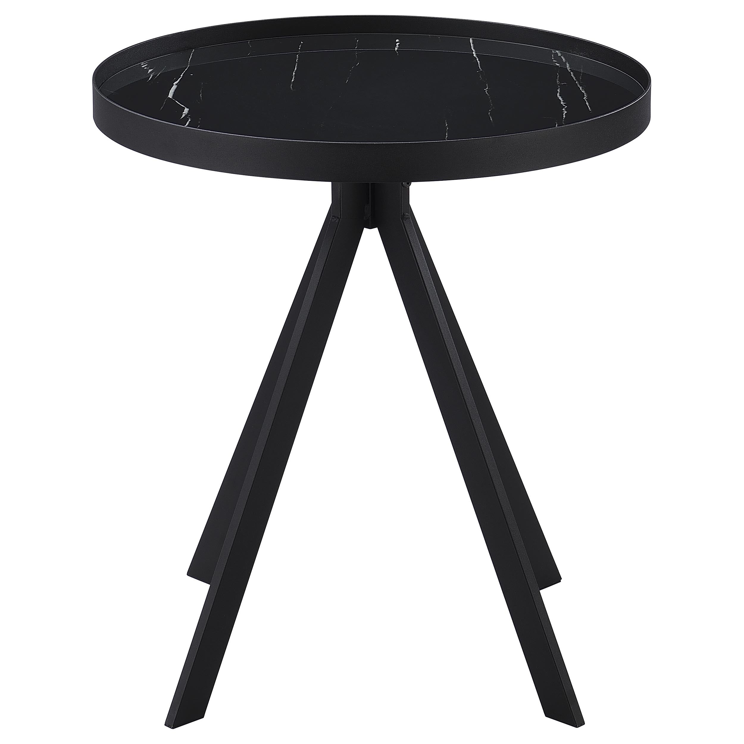 Briggs Round Marble Printed Glass Top End Side Table