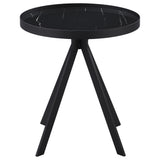 Briggs Round Marble Printed Glass Top End Side Table
