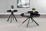 Briggs Round Marble Printed Glass Top End Side Table