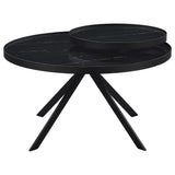 Briggs Round Marble Printed Glass Top Coffee Table