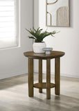 Ottowa Round Wood Side End Table with Shelf