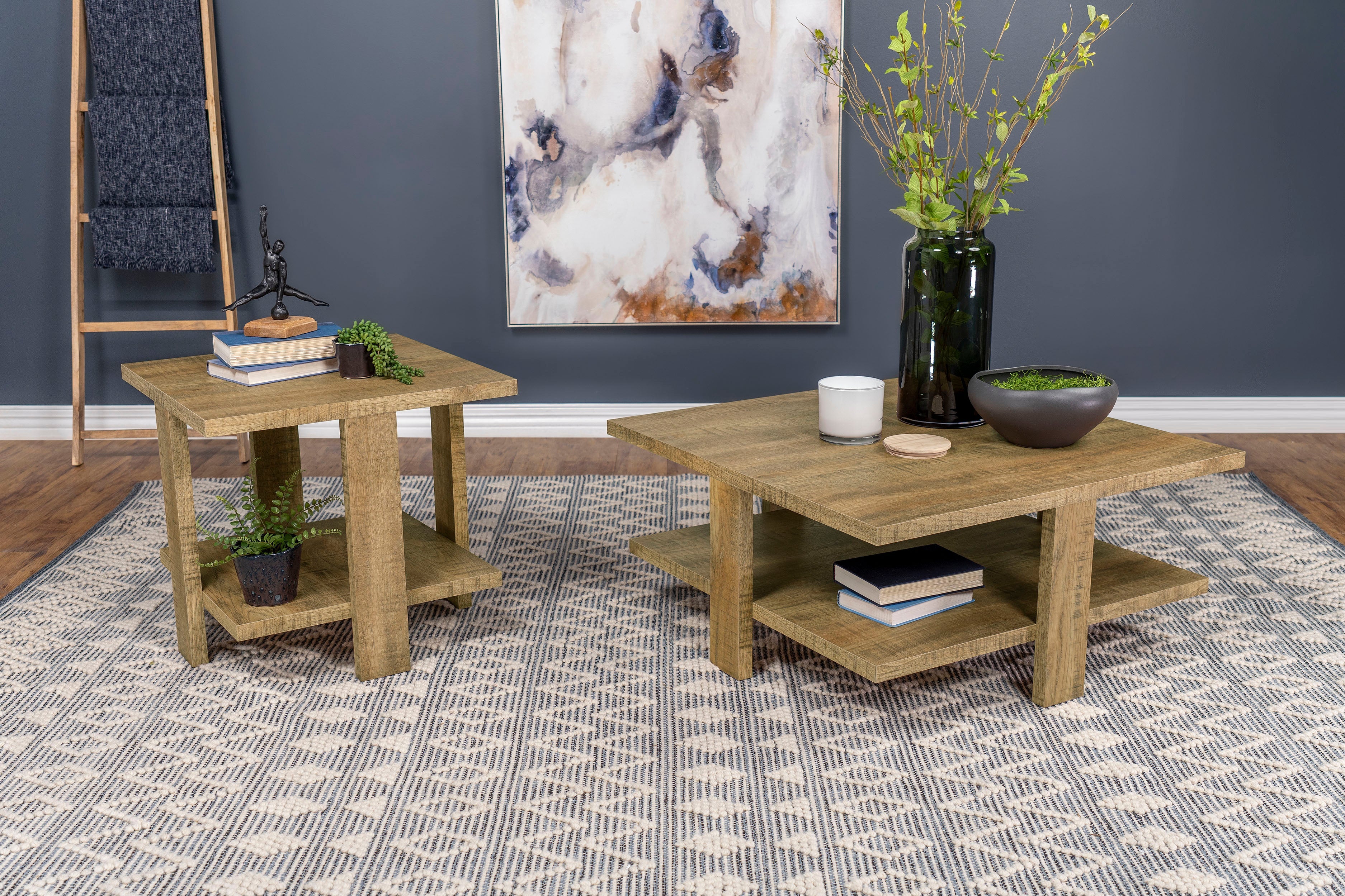 Dawn Round Coffee and End Table Set Mango Brown