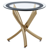 Brooke Round Glass Top Side End Table Metal Base