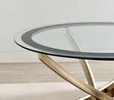 Brooke Round Glass Top Side End Table Metal Base