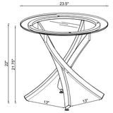 Brooke Round Glass Top Side End Table Metal Base