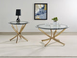 Brooke Round Coffee and End Table Set Brass