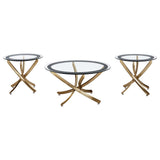 Brooke Round Coffee and End Table Set Brass