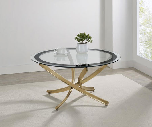Brooke Round Glass Top Coffee Table Metal Base