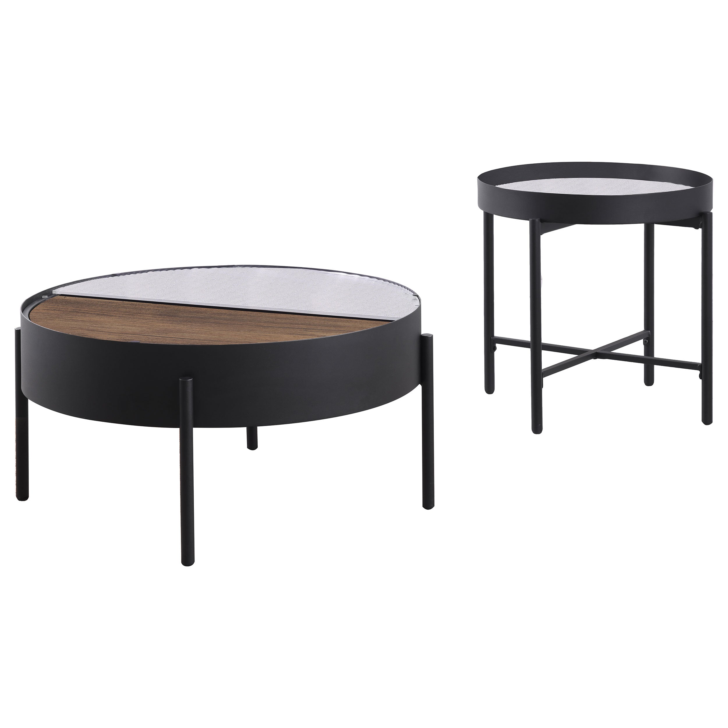 Ozella Round Coffee and End Table Set Sandy