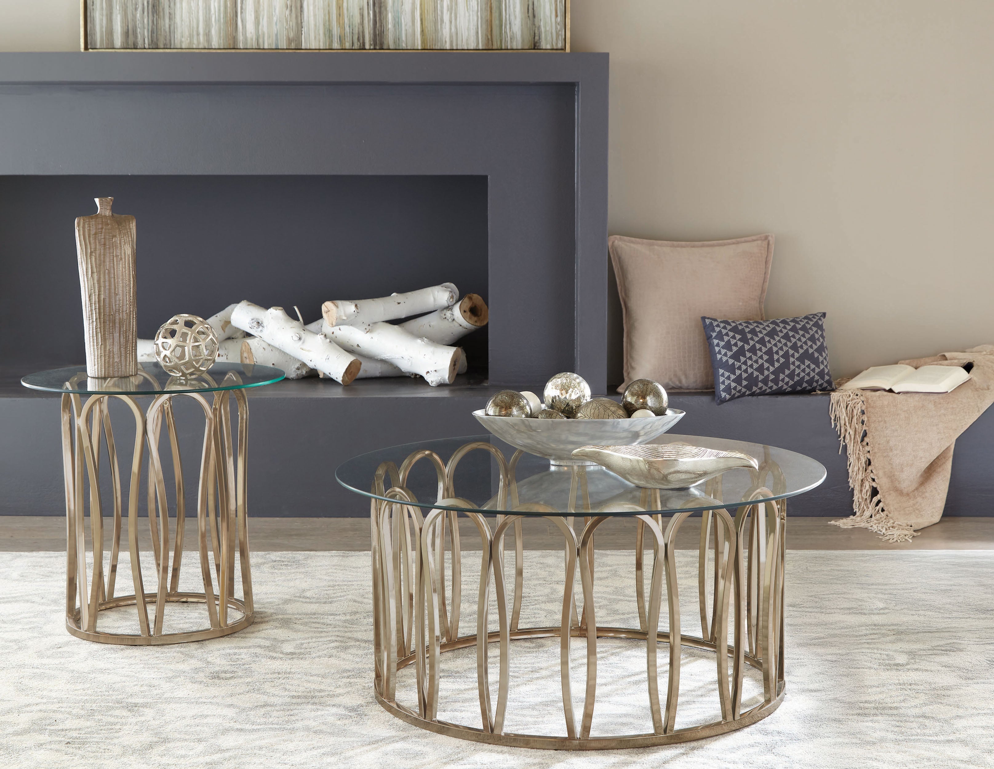 Monett Coffee and End Table Set Chocolate Chrome