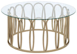 Monett Round Glass Top Coffee Table Chocolate Chrome