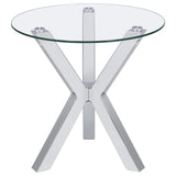 Kenzie Round Coffee and End Table Set Chrome