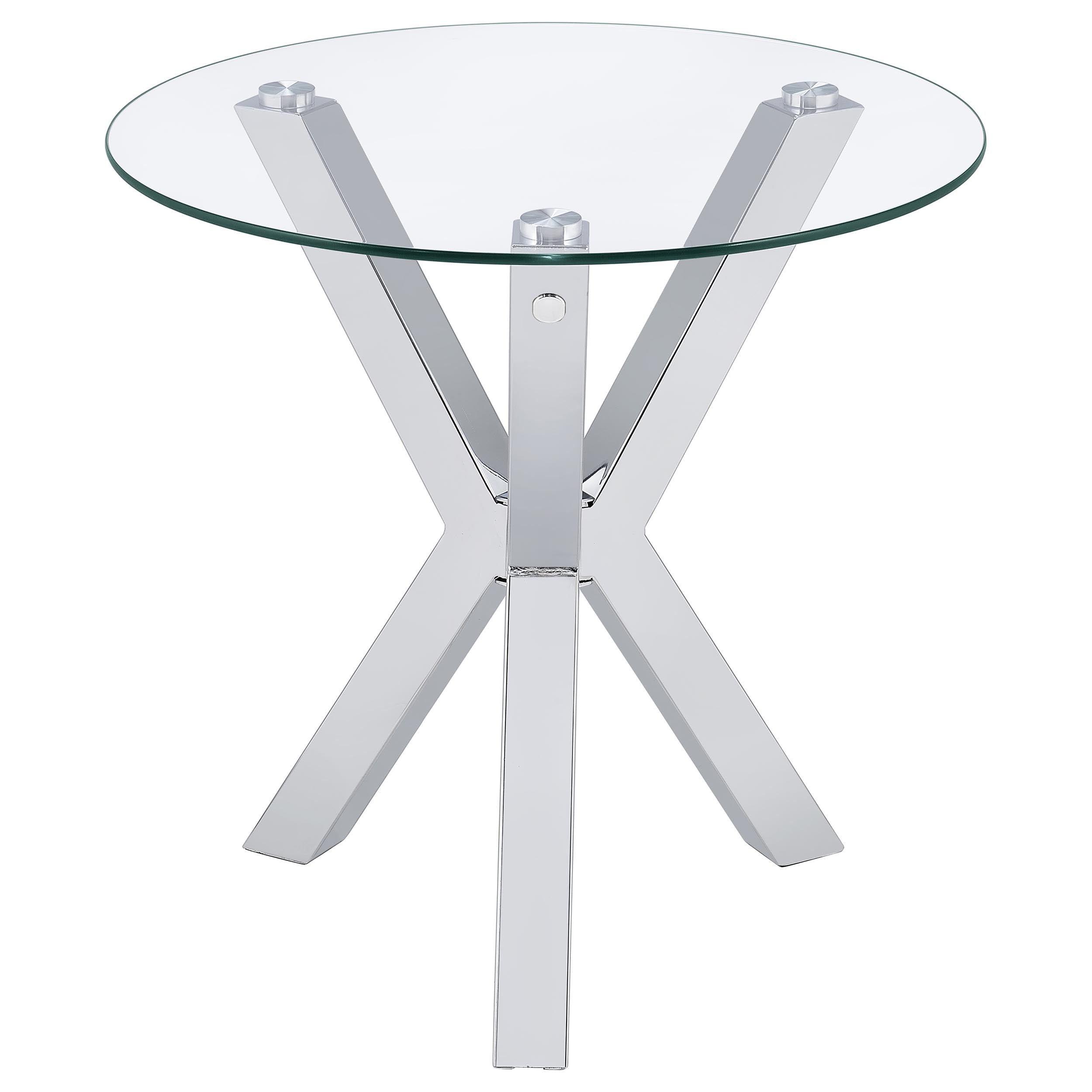 Kenzie Round Coffee and End Table Set Chrome