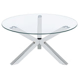 Kenzie Round Coffee and End Table Set Chrome