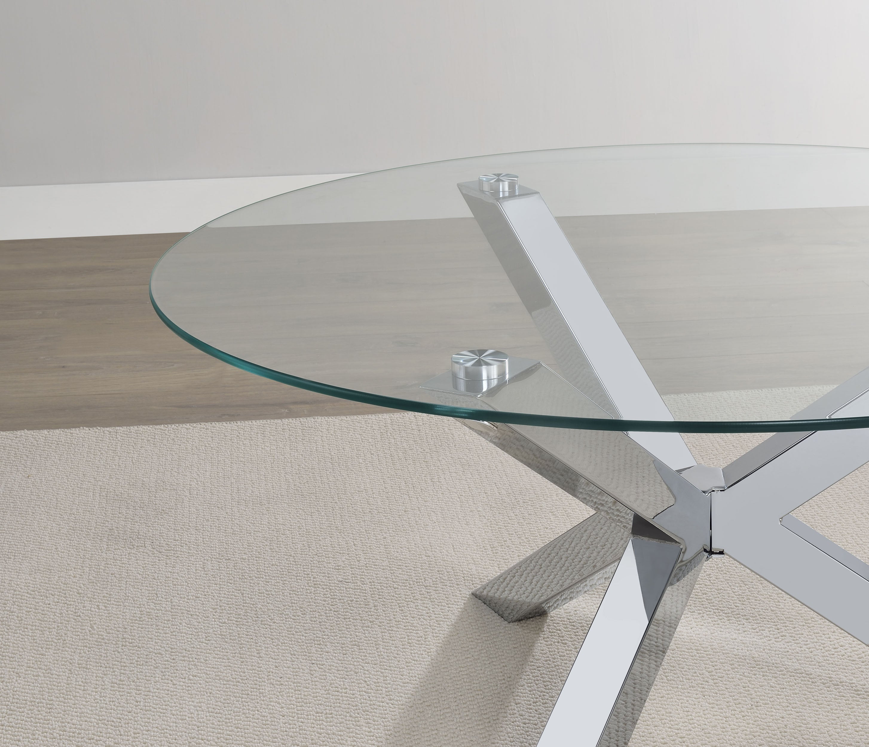 Kenzie Round Coffee and End Table Set Chrome