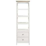 Hollis 4-shelf Wood Media Tower with Drawers Brown and White