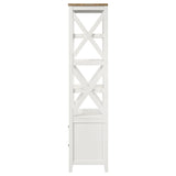 Hollis 4-shelf Wood Media Tower with Drawers Brown and White