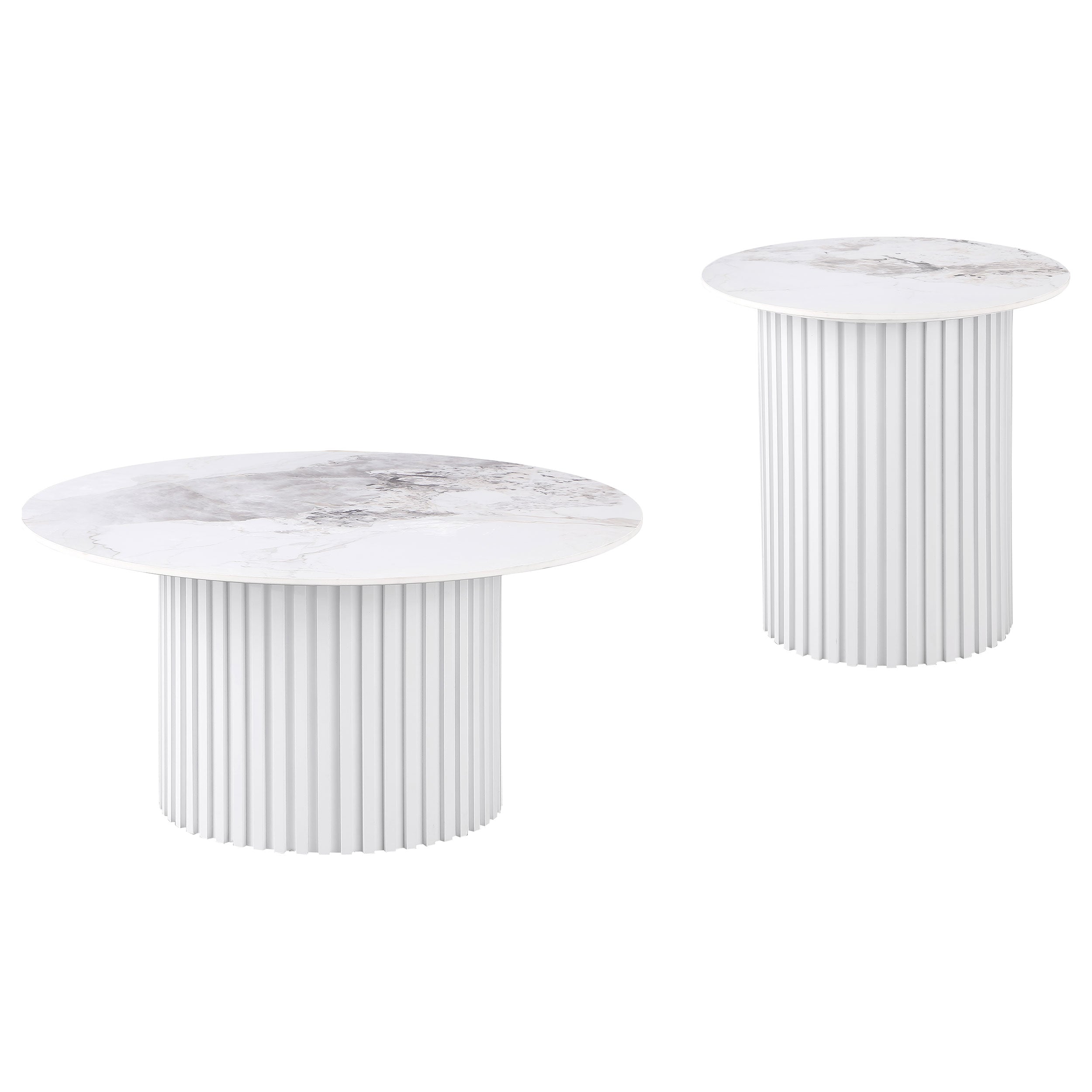 Rowena Coffee and End Table Set Faux Marble