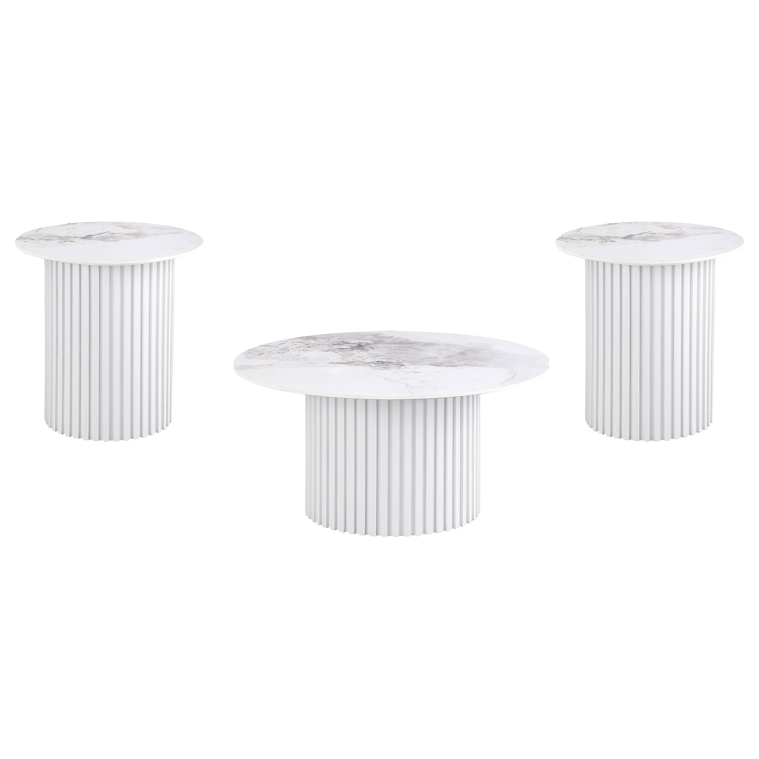 Rowena Coffee and End Table Set Faux Marble