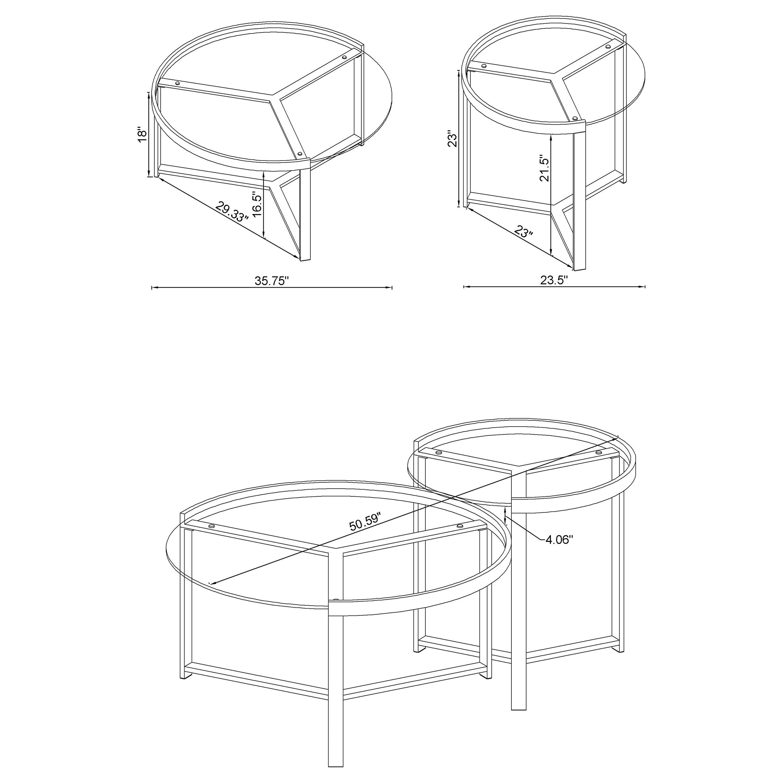 Delia Round Glass Top Nesting Coffee Table