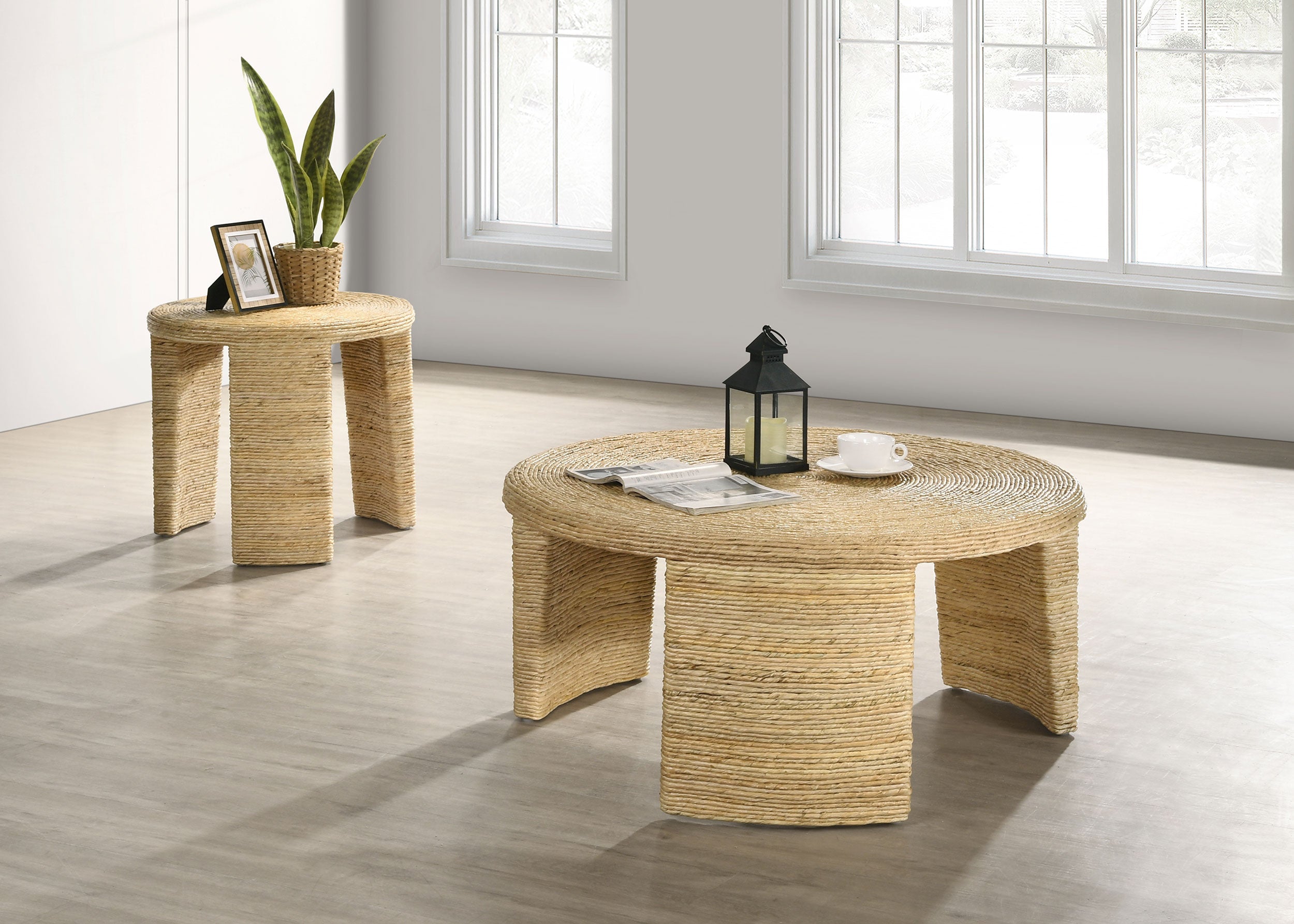 Artina Rattan Coffee and End Table Set Natural