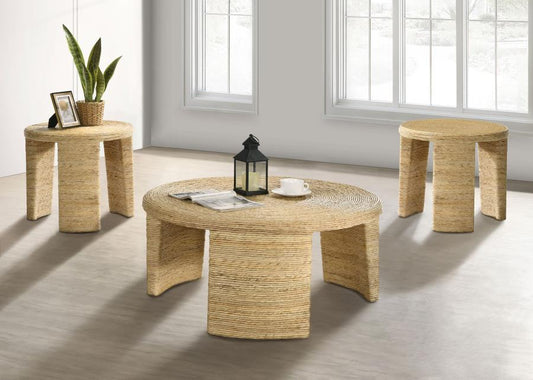 Artina Rattan Coffee and End Table Set Natural