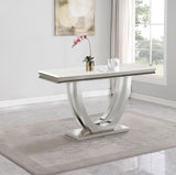 Kerwin U-base Stone Top Entryway Sofa Console Table Chrome
