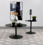 Ganso Round Glass Top Coffee and End Table Set
