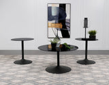 Ganso Round Glass Top Coffee and End Table Set