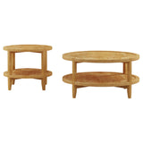 Camillo Round Coffee and End Table Set Maple