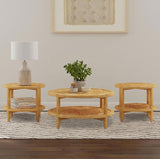 Camillo Round Coffee and End Table Set Maple