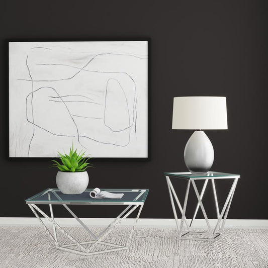 Brittania Square Coffee and End Table Set Nickel