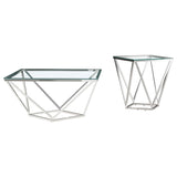 Brittania Square Coffee and End Table Set Nickel
