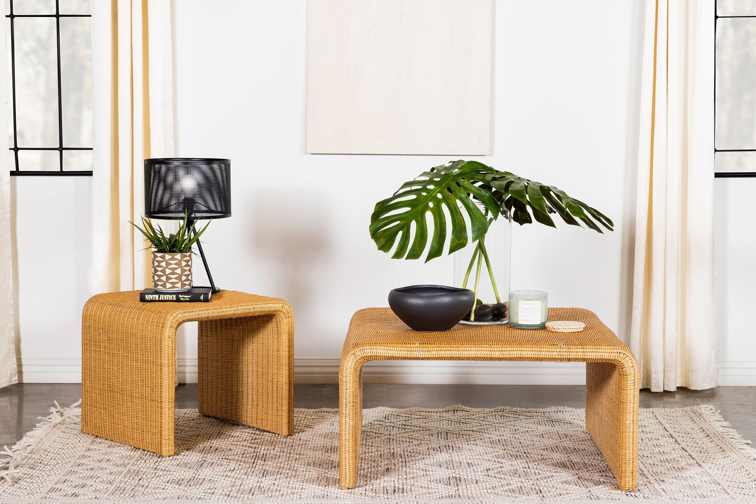 Cahya Woven Rattan Square End Table