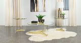 Janessa Acrylic Coffee and End Table Set Matte Brass