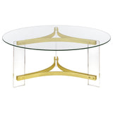 Janessa Acrylic Coffee and End Table Set Matte Brass