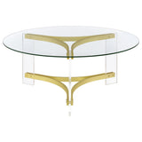 Janessa Acrylic Coffee and End Table Set Matte Brass