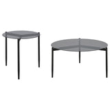Rosalie Round Coffee and End Table Set Grey