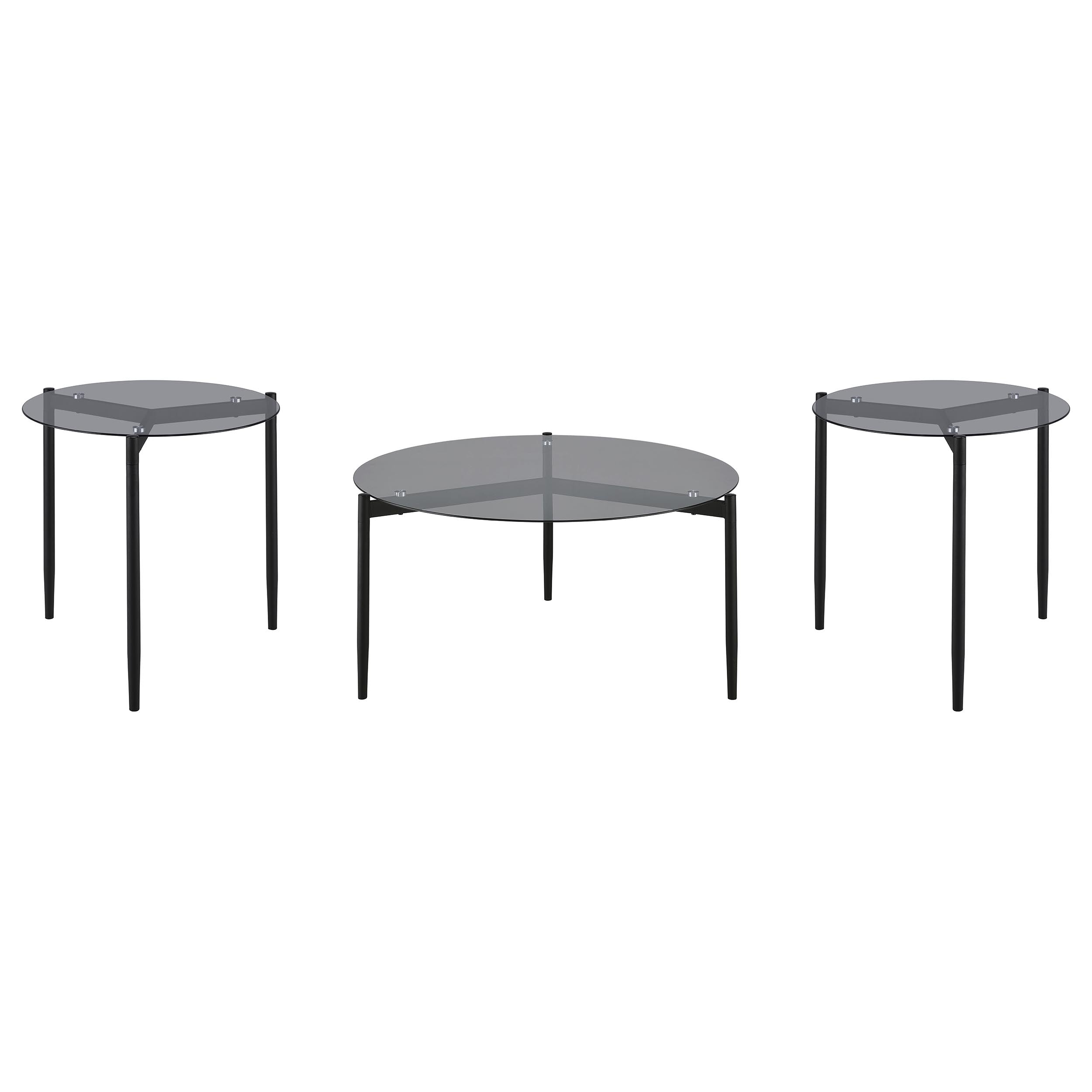 Rosalie Round Coffee and End Table Set Grey