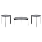 Rosalie Round Coffee and End Table Set Grey