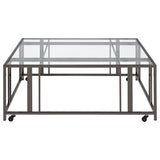 Adri Square Glass Top Coffee Table with Casters