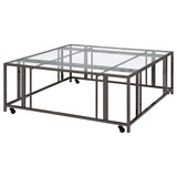Adri Square Glass Top Coffee Table with Casters