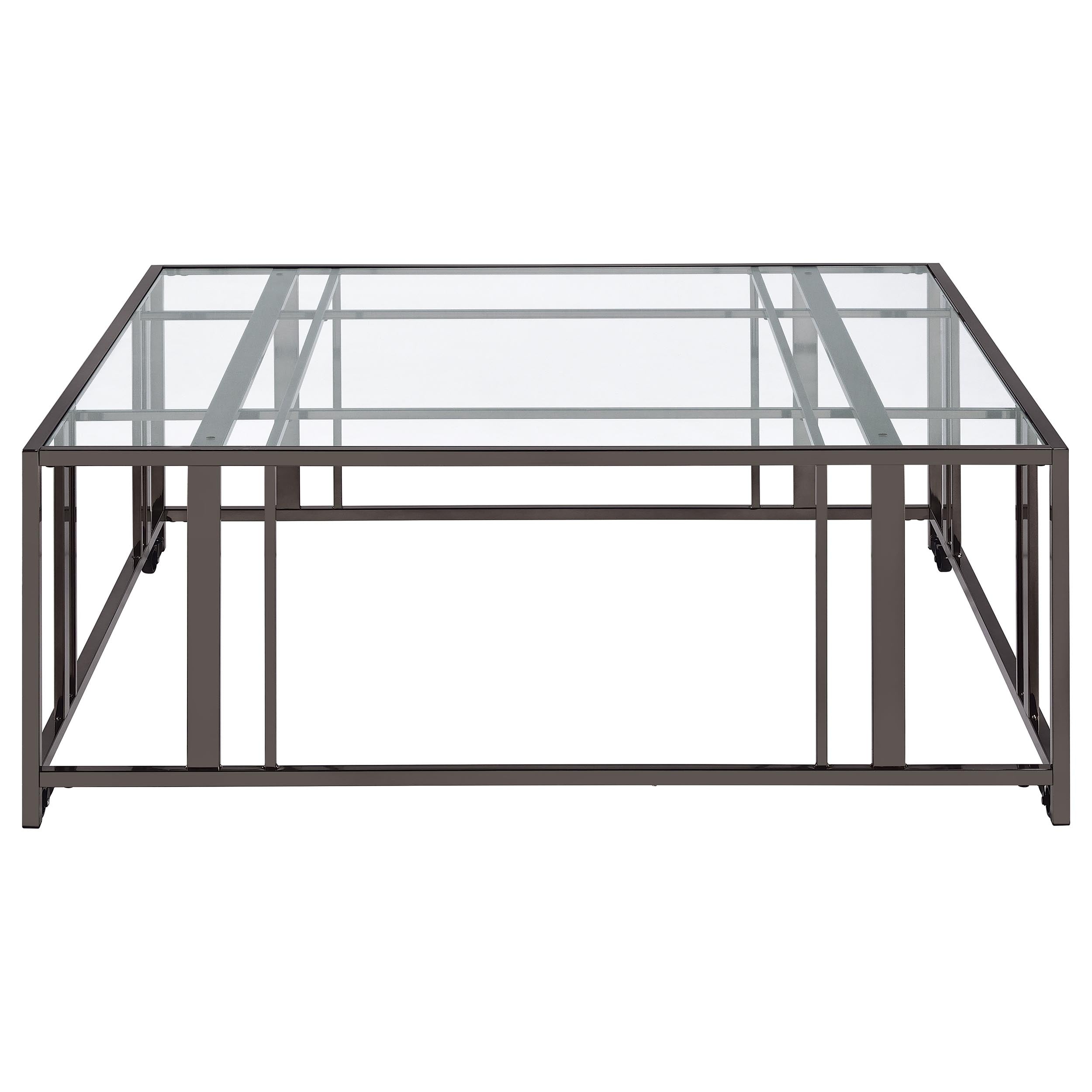 Adri Square Glass Top Coffee Table with Casters