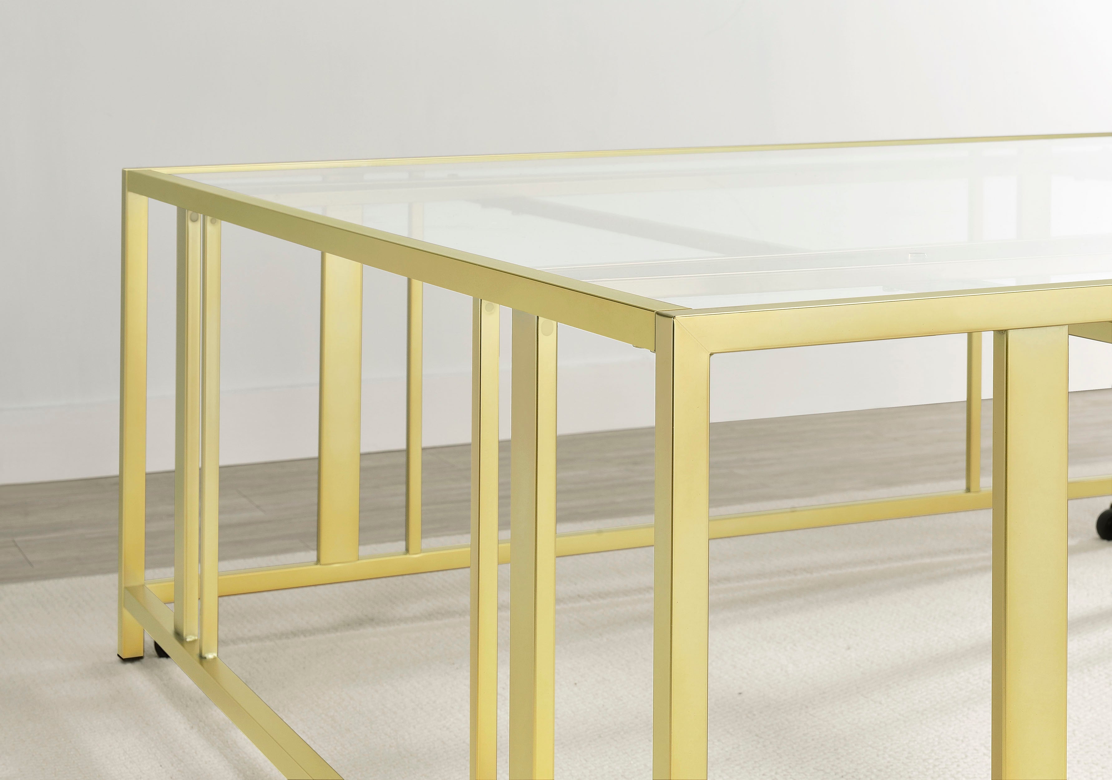 Adri Square Glass Top Coffee Table with Casters