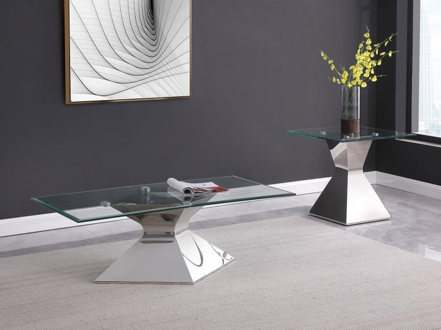 Jenny Rectangular Coffee and End Table Set Chrome