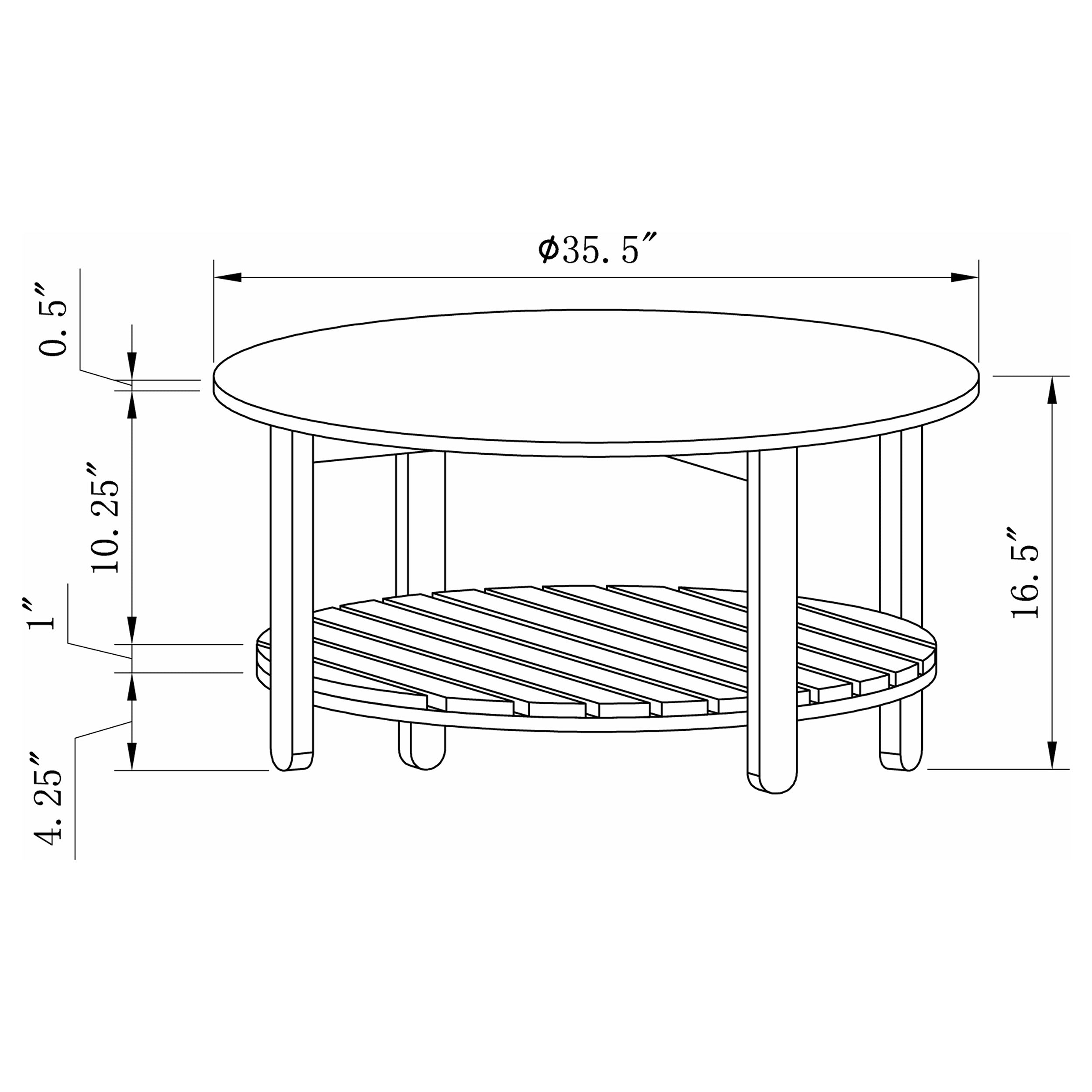 Fowler 1-shelf Round Engineered Wood Coffee Table Natural