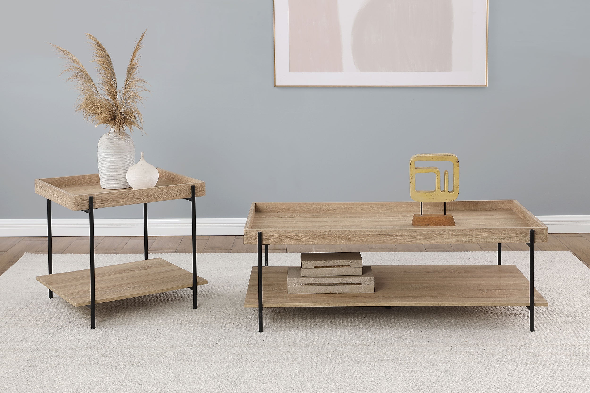 Fallon Rectangular Coffee and End Table Set Natural